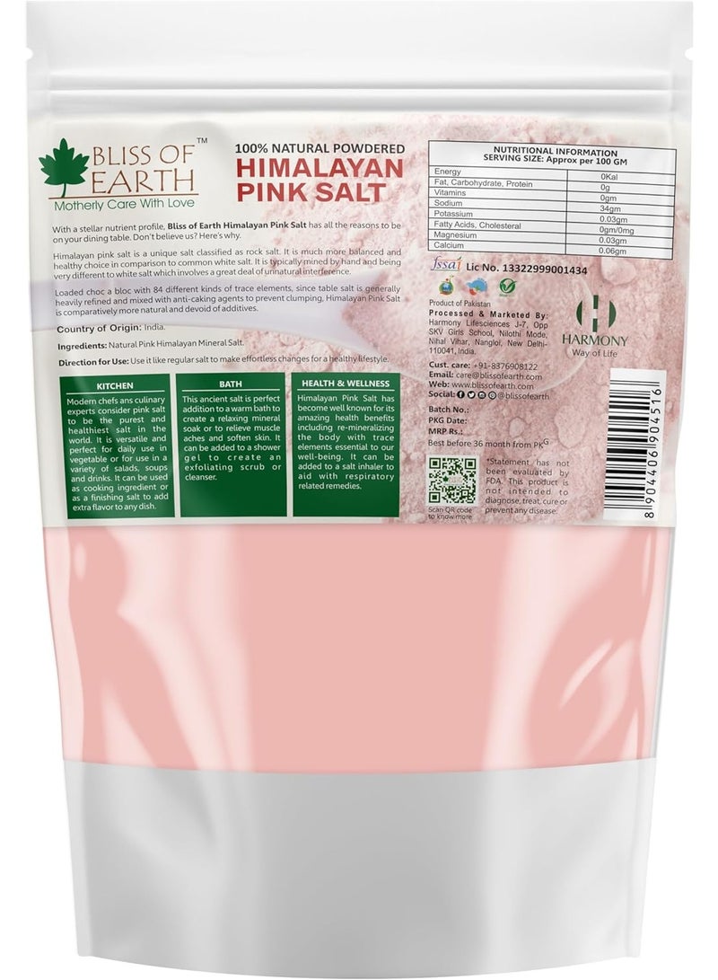 BLISS OF EARTH Pakistani Himalayan Pink Salt Fine Powder 500gm For Healthy Cooking, Natural Substitute of White Salt, Saindha Namak Pure - Image 2